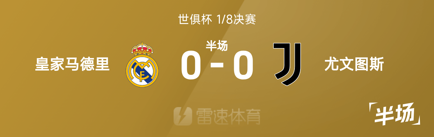 电竞比分网-世俱杯半场：穆阿尼失单刀，贝林厄姆造险，皇马暂0-0尤文